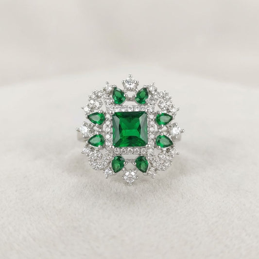 Green Premium AD Ring For Women