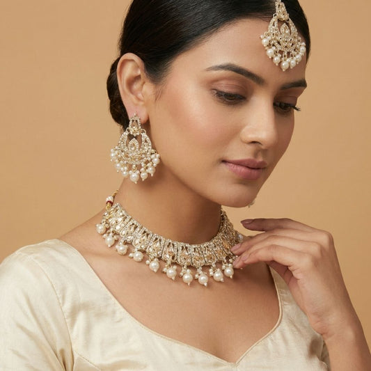 Golden Premium Kundan Necklace For Women