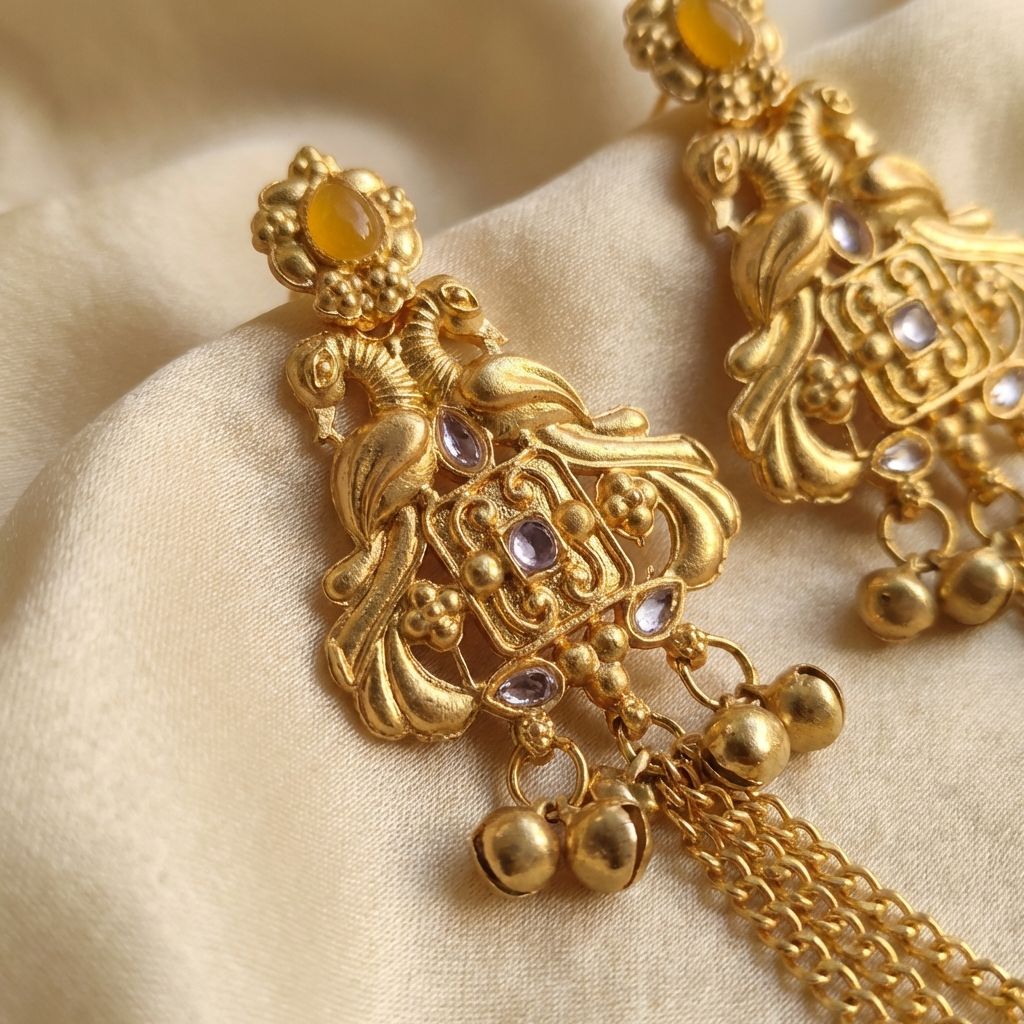 Golden Premium Alloy Kashmiri Earrings For Women