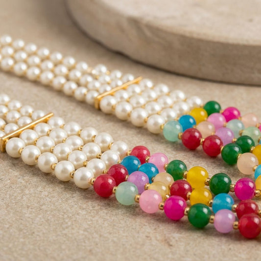 MULTICOLOR PEARL PREMIUM BEADED 5 LAYER MOTI MALA