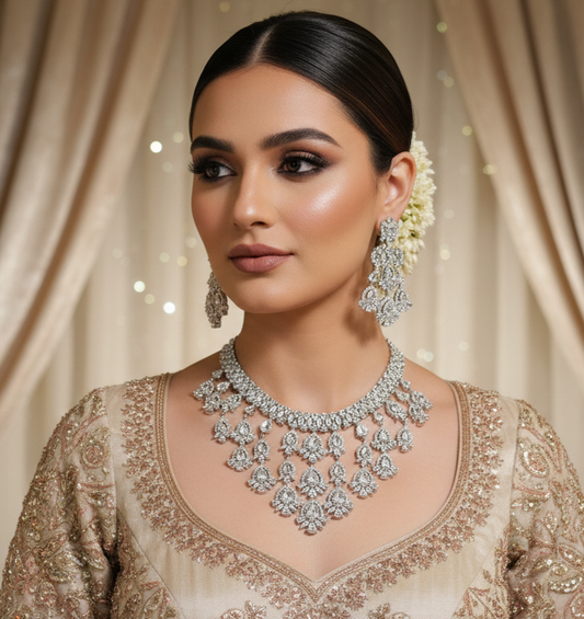 STUNNING WHITE AD NECKLACE SET