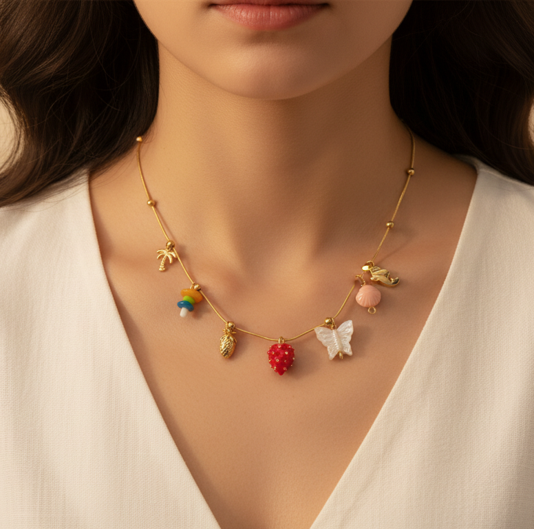 Fish And Charms Anti Tarnish Necklace For Women
