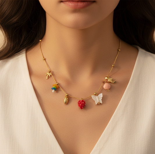 Fish And Charms Anti Tarnish Necklace For Women
