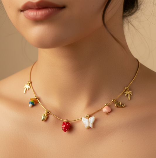 Fish And Charms Anti Tarnish Necklace For Women
