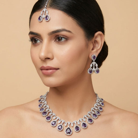 Purple Premium AD Necklace For Women