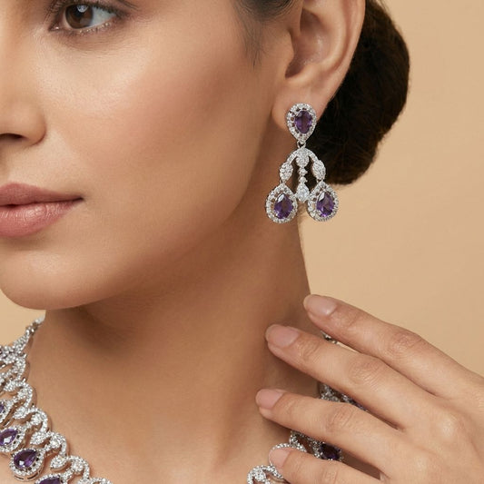 Purple Premium AD Necklace For Women