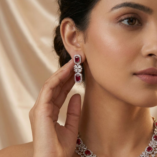 Red Premium AD Necklace For Women