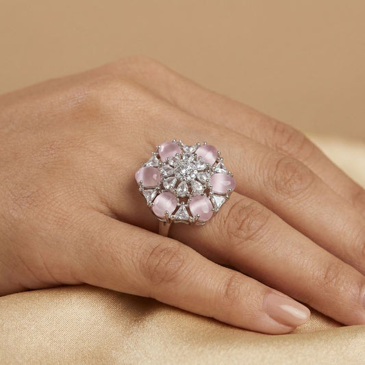 Light Pink Premium AD Ring For Women