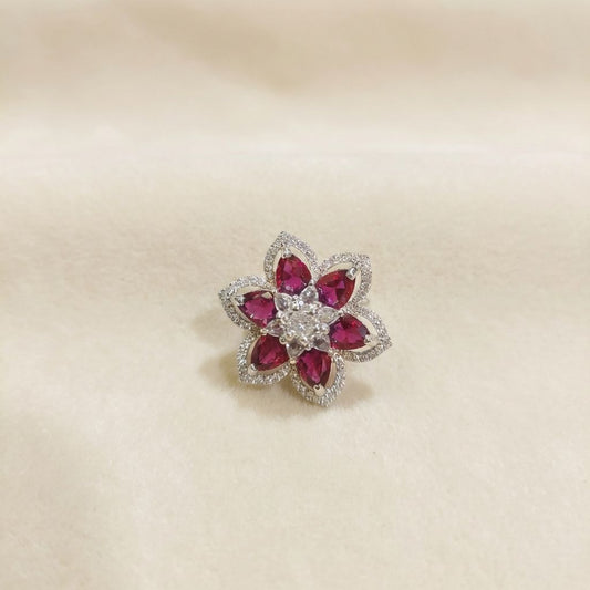 Ruby Pink Premium AD Ring For Women