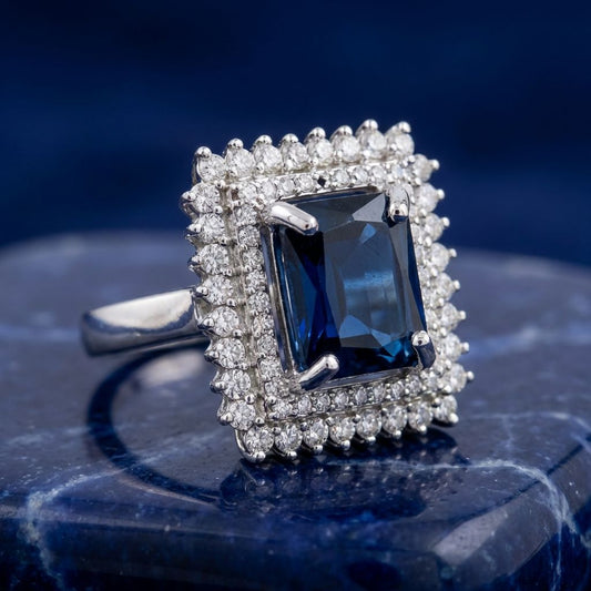 Blue Premium AD Ring For Women
