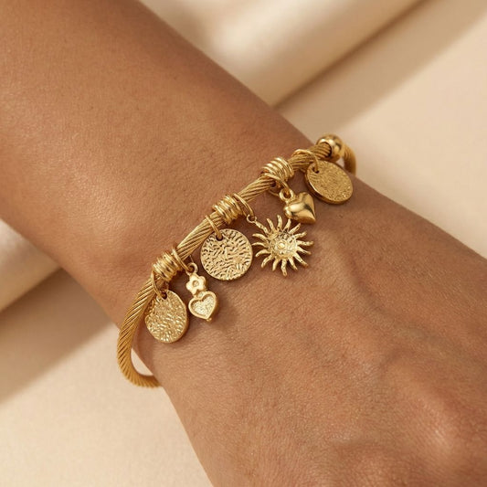Golden Premium Charms Magentic Anti Tarnish Bracelet For Women