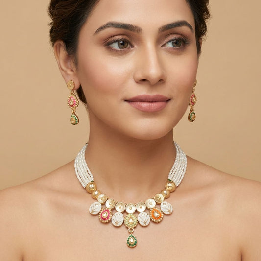 PREMIUM VINTAGE BIKANERI ENAMEL NECKLACE SET FOR WOMEN