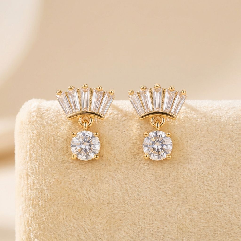 Golden Premium AD Earrings For Women