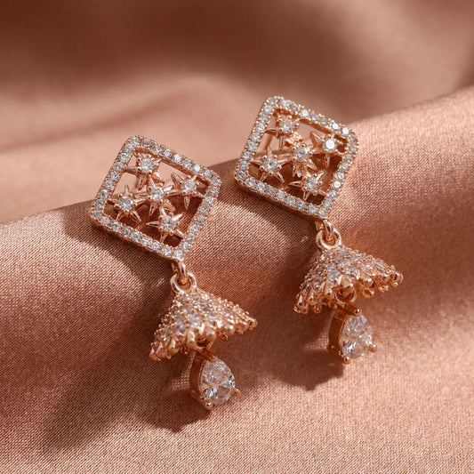Golden Premium AD Earrings