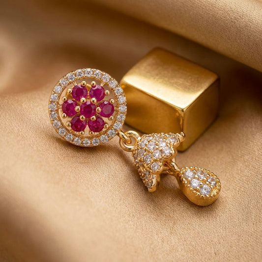 Pink Golden Premium AD Earrings For Women