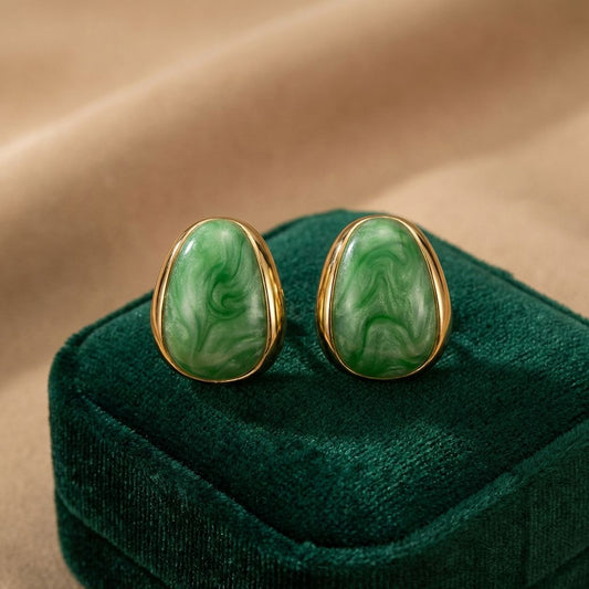 Aura Drop Green Premium Anti Tarnish Earrings For Women
