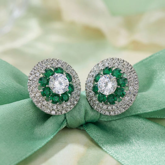 Green Premium AD Earrings For Women