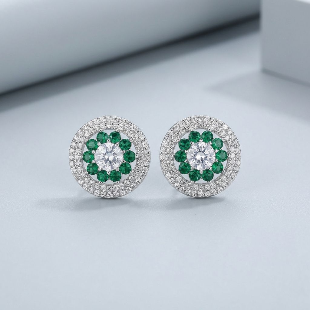 Green Premium AD Earrings For Women