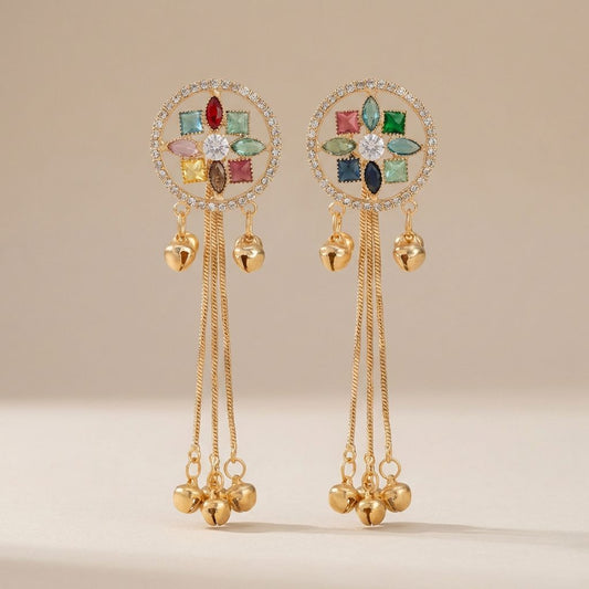 Golden Premium Alloy Kashmiri Earrings For Women