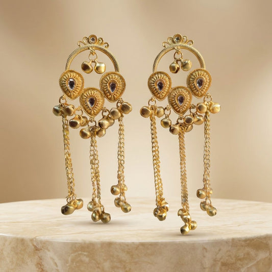 Golden Premium Alloy Kashmiri Earrings For Women