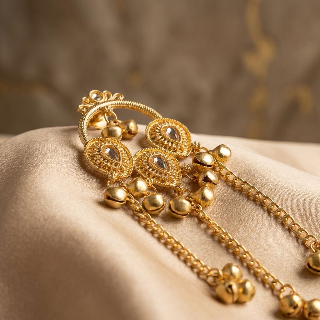Golden Premium Alloy Kashmiri Earrings For Women