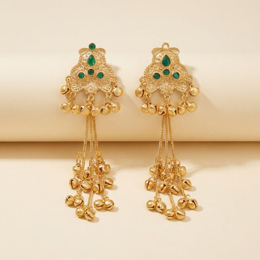 Golden Premium Alloy Kashmiri Earrings For Women