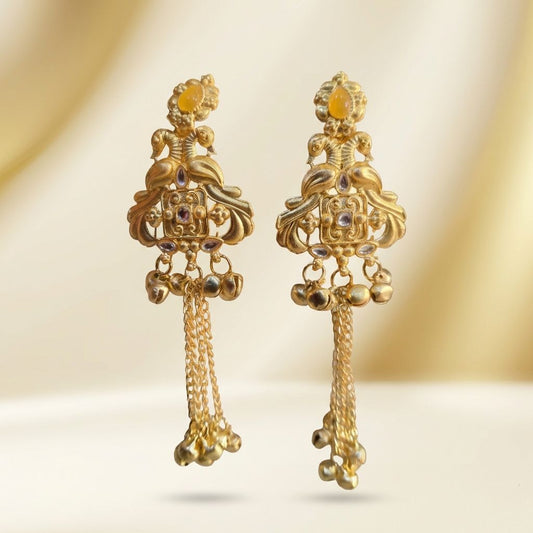 Golden Premium Alloy Kashmiri Earrings For Women