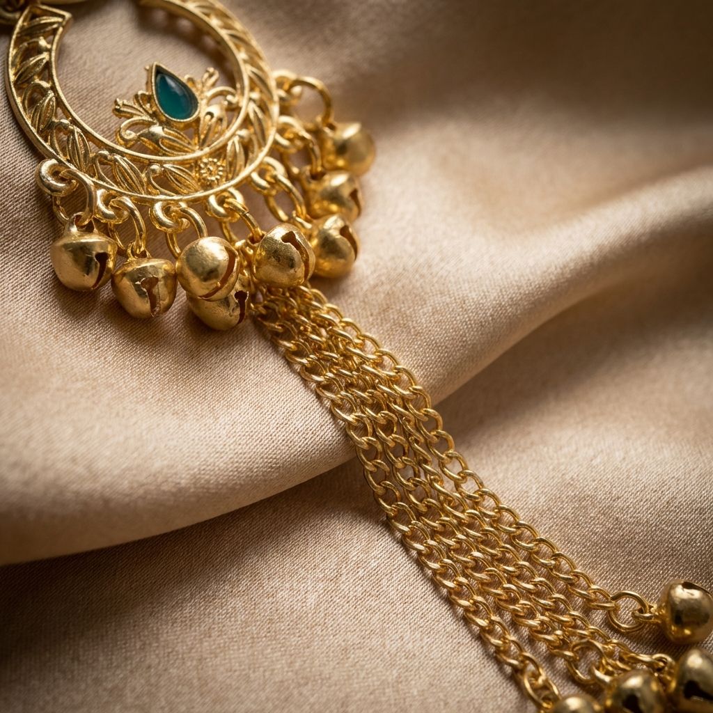 Golden Premium Alloy Kashmiri Earrings For Women
