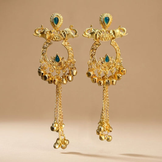 Golden Premium Alloy Kashmiri Earrings For Women