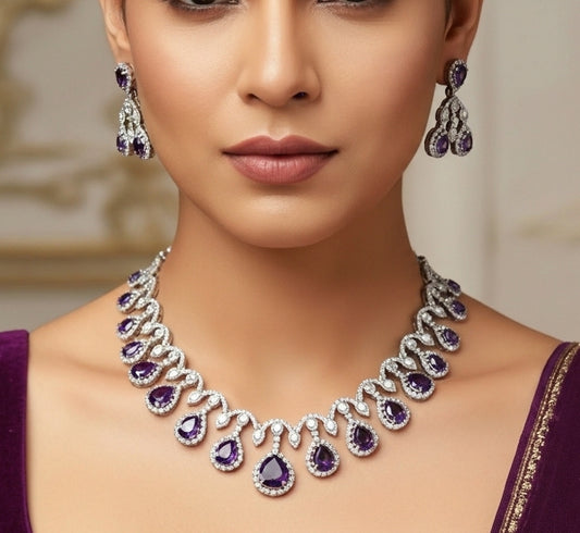 Purple Premium AD Necklace For Women