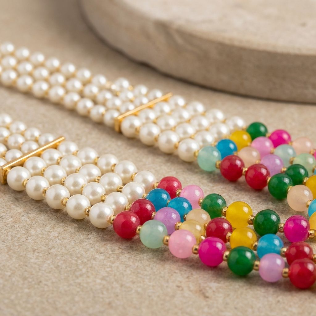 MULTICOLOR PEARL PREMIUM BEADED 5 LAYER MOTI MALA