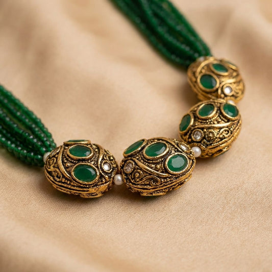 Green Premium Pearls Necklace For Women