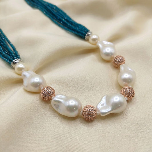 Turquoise Blue Premium Pearls Necklace For Women