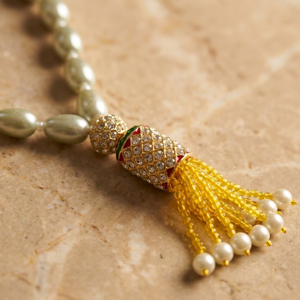 Silver and Yellow Premium Pearls Necklace For Women