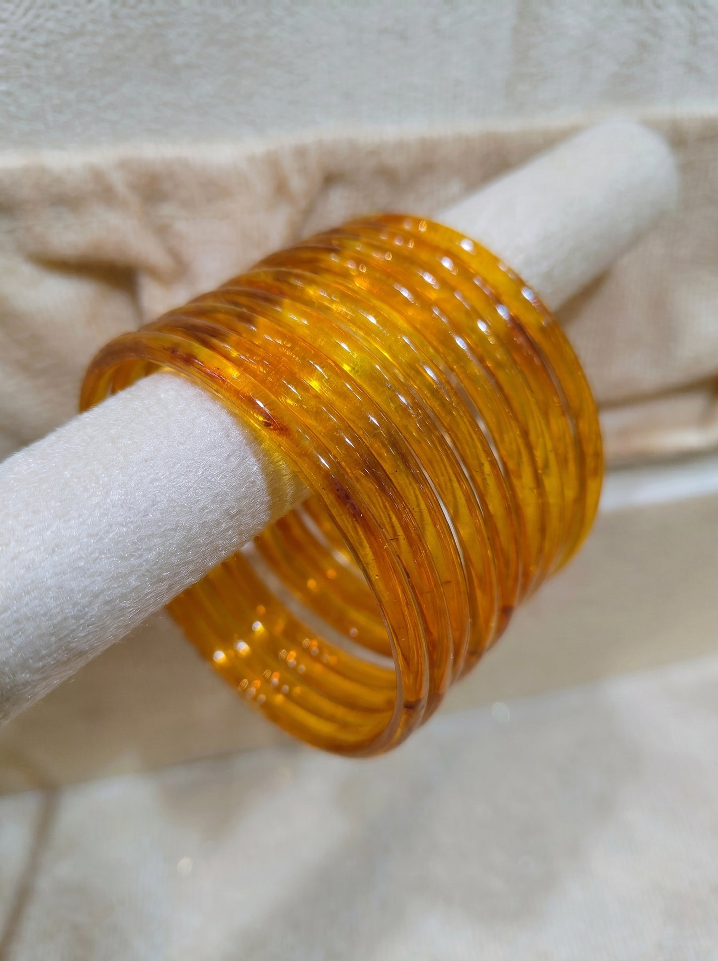 Orange Jelly Glass Bangles Set of 8