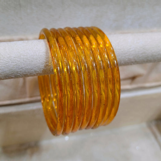 Orange Jelly Glass Bangles Set of 8