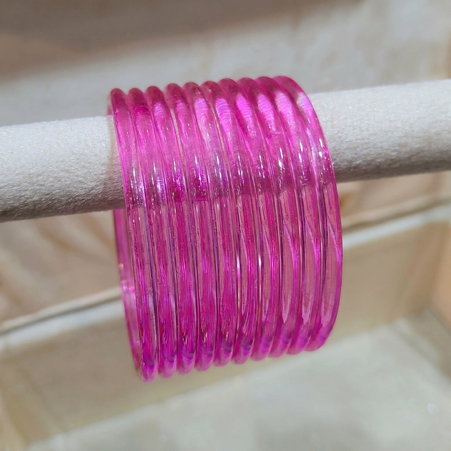 Pink Jelly Glass Bangles