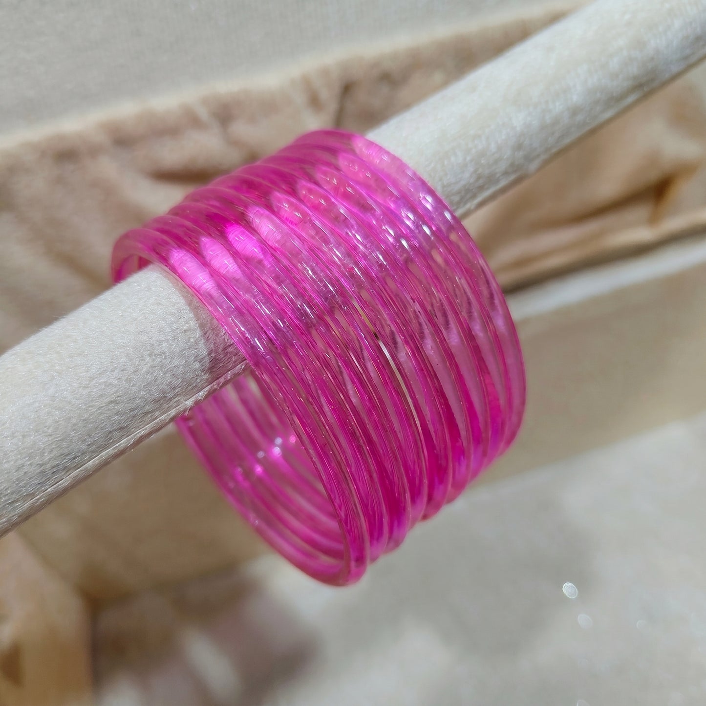 Pink Jelly Glass Bangles