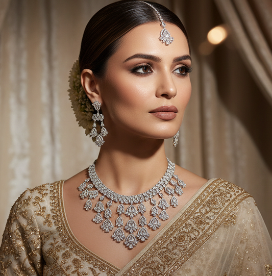 STUNNING WHITE AD NECKLACE SET