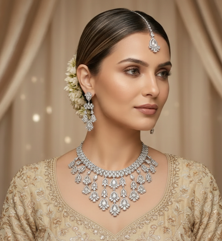 STUNNING WHITE AD NECKLACE SET
