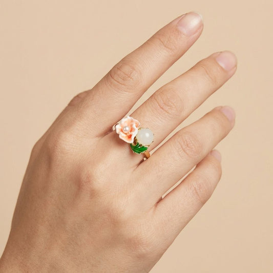 Multicolor Premium Floral Pearl Anti Tarnish Ring For Women