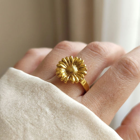 MISSING PETAL FLOWER  PREMIUM GOLD PLATED ANTI TARNISH RING FOR WOMEN