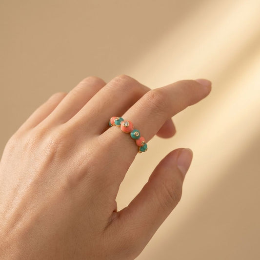 BAUBLE ENAMEL ANTI TARNISH MINAKARI WITH STONE RING