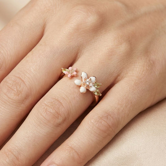 Korean Premium Anti Tarnish Floral Stone Ring For Women