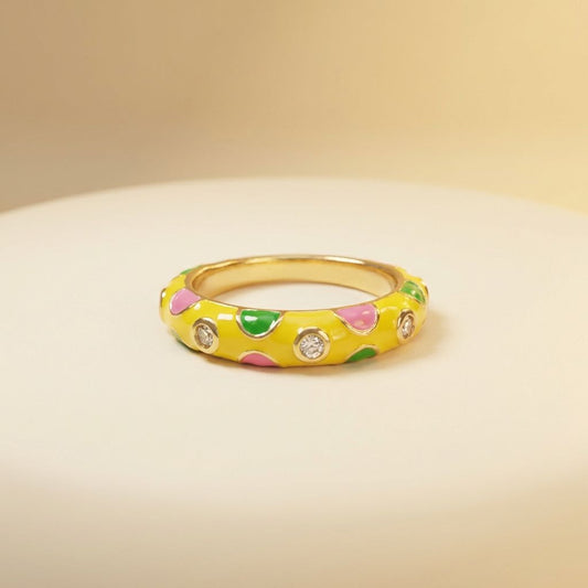 Yellow Premium Menakari Ring For Women